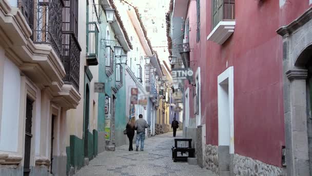 Rua Velha Paz Bolívia — Vídeo de Stock