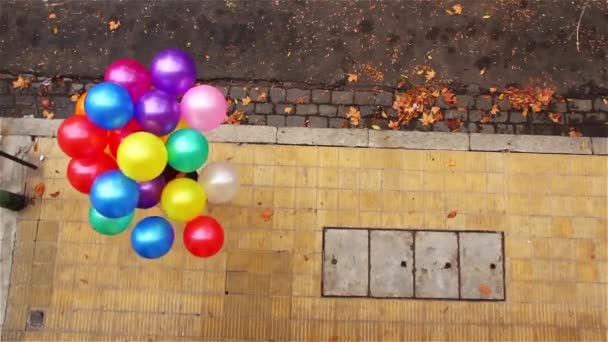 Colorful Helium Balloons Children Holiday — Stock Video