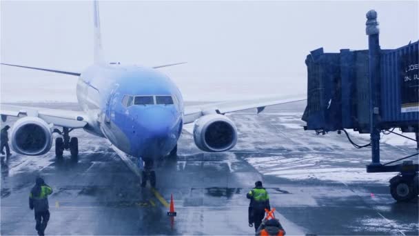 Flygplatsarbetare Ushuaia Flygplats Slow Motion Shot — Stockvideo