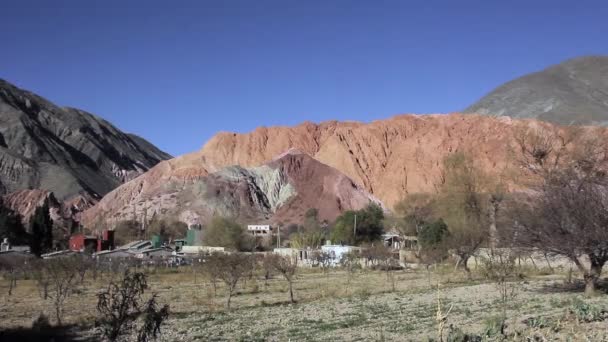 Cerro Los Siete Colores Yedi Renk Tepesi Purmamarca Arjantin — Stok video