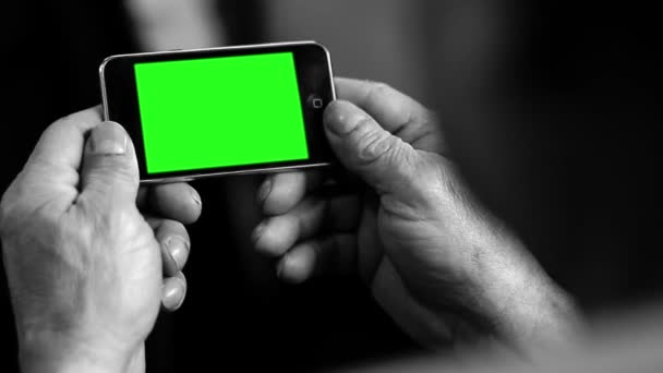 Schermo Verde Smart Phone Tono Bianco Nero — Video Stock