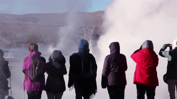 Eruptie Geiser Tatio Atacama Desert Chili — Stockvideo