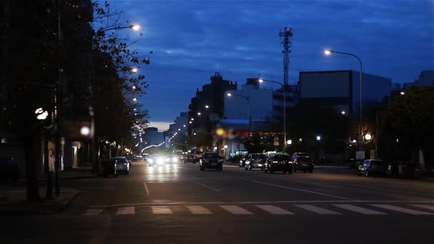 Gece Buenos Aires Street Arjantin Zaman Atlamalı — Stok video