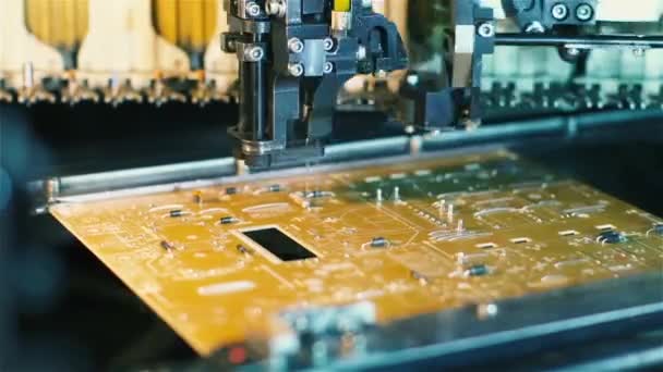 Robot Machine Pcb Manufacturing Application Microchips Board — Stock Video