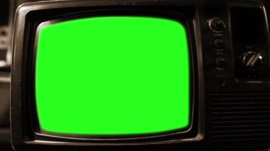 Klasik Tv Yeşil Ekran. 80 'lerin estetiği. Sepia Tone. Uzaklaştır.