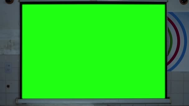 Екран Проекції Зеленим Тлом Класі — стокове відео