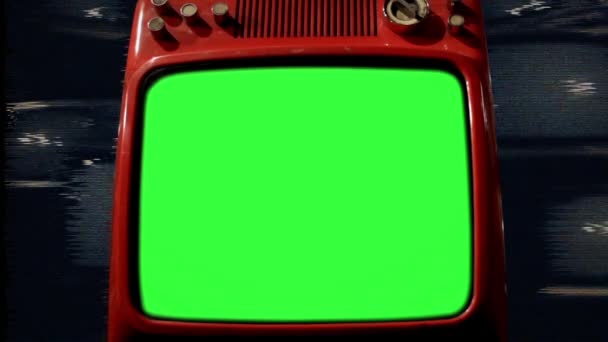 Viejo Rojo Pantalla Verde Con Muchos Televisores Mala Señal Tono — Vídeo de stock