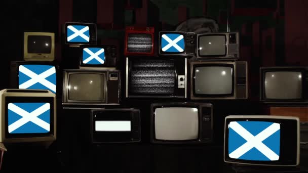 Scottish Flags Vintage Tvs — Stock Video