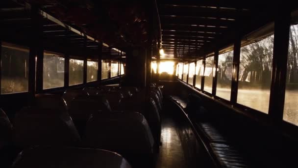 Viejo Barco Motor Atardecer Río Tigre Argentina — Vídeos de Stock