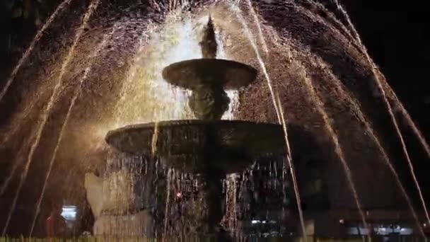 Старий Фонтан Вночі Буенос Айресі Аргентина — стокове відео
