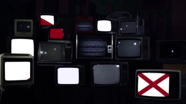 Alabama ve Retro Televizyon bayrağı. Mavi Koyu Ton.