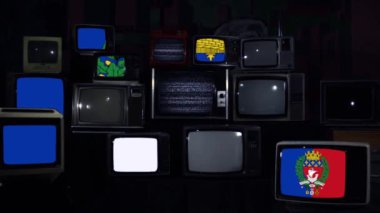 80 'ler ve 90' lardan kalma Arma Armalı ve Retro TV 'li Paris bayrağı. Mavi Koyu Ton. Yakınlaştır. 
