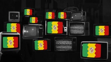 Los Angeles, California ve Retro TV bayrağı. Siyah ve Beyaz Ton. 