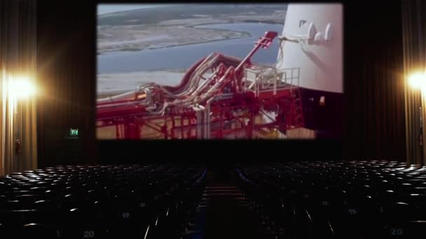 Запуск Космической Ракеты Аполлон Сатурн Экране Кинотеатра Элементы Этого Изображения — стоковое видео