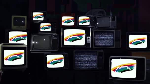 Bandeiras Cidade Cabo Retro Televisions Tom Azul Escuro — Vídeo de Stock