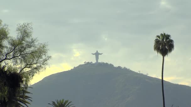 Cristo Concordia Una Estatua Jesucristo Ubicada Cima Del Cerro San — Vídeos de Stock