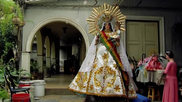 Quillacollo Cochabamba ボリビア 2019 ウルクピアの聖母 多くの場合 ウルクピーナを綴った 活気に満ちたボリビアのお祝いのマドンナ — ストック動画