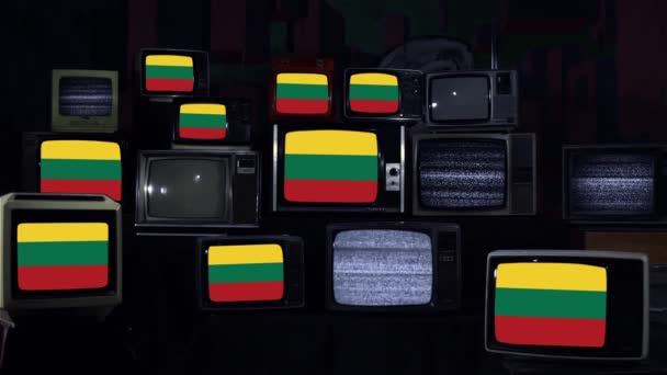 Bandeiras Lituânia Retro Televisions — Vídeo de Stock