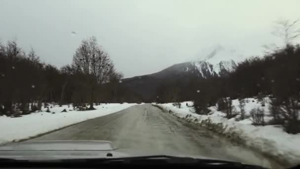 Bilinteriör Väg Tierra Del Fuego Nära Ushuaia Argentina — Stockvideo