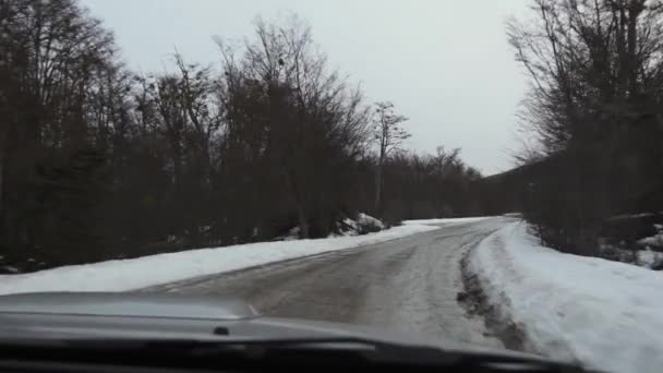 Vue Intérieure Voiture Dans Une Route Tierra Del Fuego Près — Video