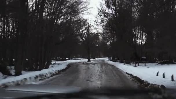 Vue Intérieure Voiture Dans Une Route Tierra Del Fuego Près — Video