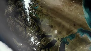 Tierra del Fuego ve Arjantin 'in güneyi ve Şili' den uzaydan uydu görüntüsü. NASA tarafından desteklenen bu videonun elementleri. 