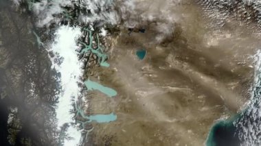 Los Glaciares Ulusal Parkı, Torres del Paine Ulusal Parkı ve Güney Amerika 'daki Güney Patagonya Buz Sahası. NASA tarafından desteklenen bu videonun elementleri. 