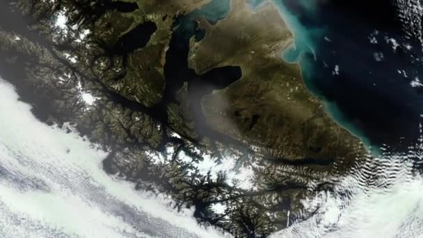 Terra Del Fuoco Fine Del Mondo Dallo Spazio Vista Satellitare — Video Stock