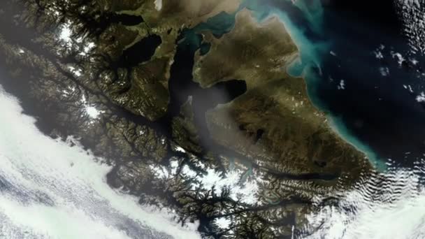 Tierra Del Fuego Fin Del Mundo Desde Espacio Vista Satélite — Vídeo de stock