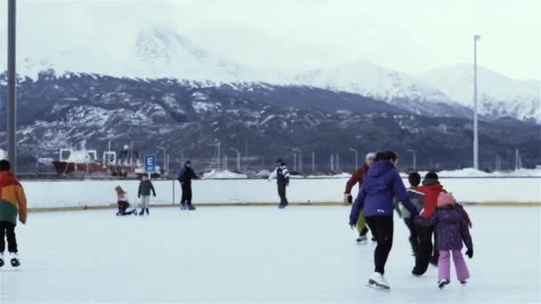 Skridskobana Ushuaia Den Sydligaste Staden Världen Tierra Del Fuego Provinsen — Stockvideo