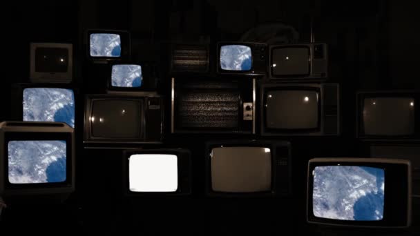 Μαρόκο Από Διάστημα Πολλές Τηλεοράσεις Του Σέπια Τόνι Εστίασε Στοιχεία — Αρχείο Βίντεο