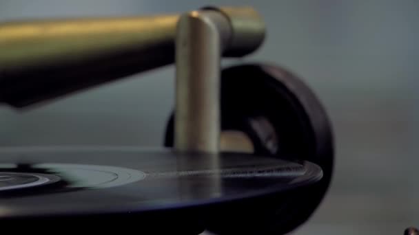 Vynechání Jehly Disku Old Vinyl Record Player Gramophone Needle Record — Stock video