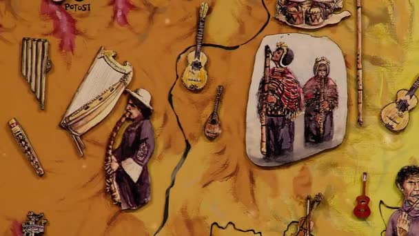 Paz Bolivie 02019 Instruments Musique Andins Sur Une Carte Bolivienne — Video