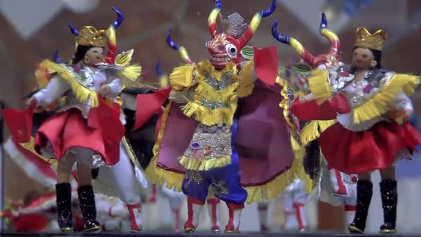Paz Bolivia 2019 Muñecas Carnaval Juguetes Antiguos Museo Paz Representando — Vídeo de stock