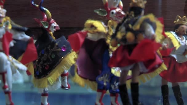Paz Bolivien 2019 Karnevalspuppen Und Altes Spielzeug Einem Museum Paz — Stockvideo