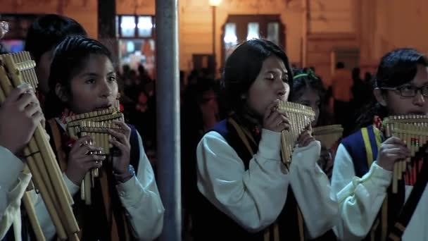 2011 Paz Bolivia 2019 Group Teenagers Playing Andean Instruments Siku — 비디오