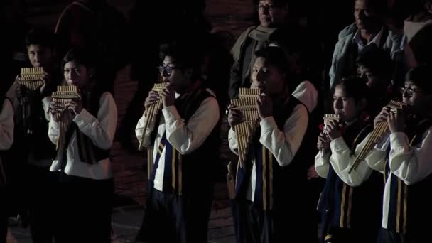 Paz Bolivie 2019 Groupe Adolescents Jouant Des Instruments Andins Dansant — Video