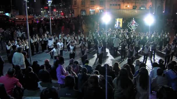 Paz Bolivia 2019 Kelompok Remaja Dancing Playing Andean Instruments Public — Stok Video
