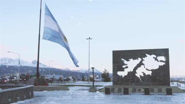 Falklands Savaş Anıtı Plaza Adaları Malvinas Falkland Adaları Meydanı Ushuaia — Stok video