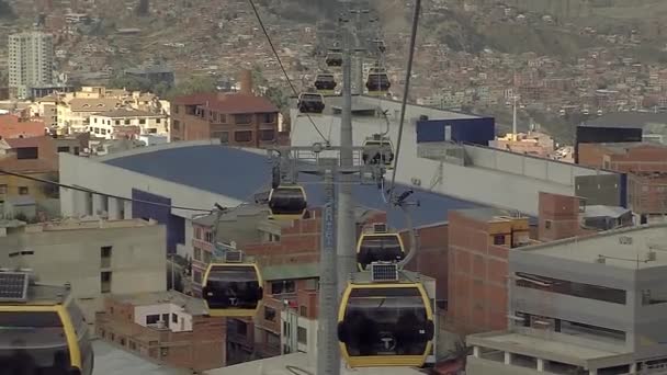 Gelbe Linie Der Seilbahn Teleferico Zwischen Paz Und Alto Bolivien — Stockvideo