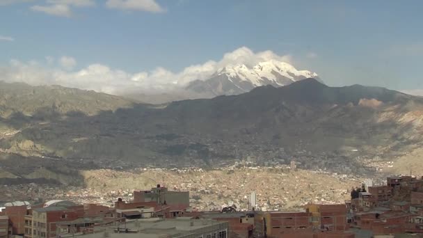 Línea Amarilla Del Teleférico Teleferico Conectando Paz Alto Bolivia América — Vídeo de stock