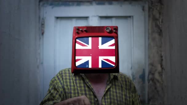 Флаг Великобритании Европейского Союза Телеканале Голова Человека Брексит Брексит — стоковое видео