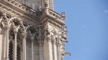 Düşük Açılı Gargoyles Heykelleri Notre Dame De Paris 'te Yangından birkaç ay önce.  