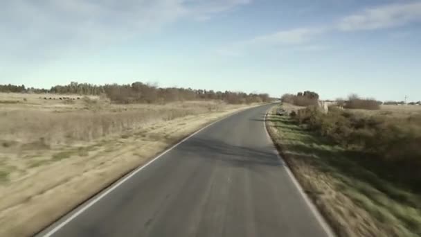 Platteland Route Argentinië Gezien Vanaf Een Dubbeldekker Bus Weg — Stockvideo