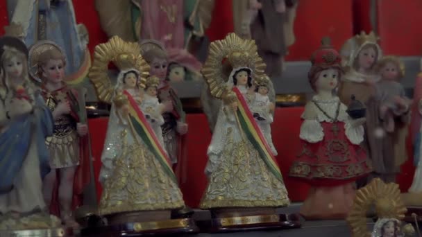 Cochabamba Bolivia 2019 Recuerdos Una Tienda Durante Festival Virgen Urkupina — Vídeo de stock