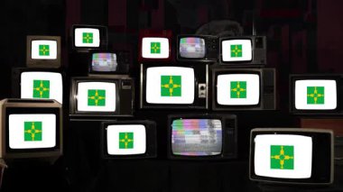 Brasilia Bayrağı Retro TV Ekranlarında Gösterildi - 4K