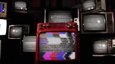 Yığınlanmış Retro TV 'ler Lefkoşe Şehir Bayrağını Gösteriyor - 4K