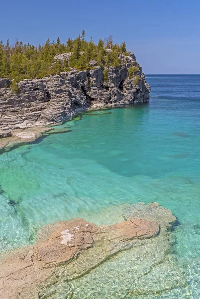 Kleurrijke Kalm Indiase Cove Langs Grote Meren Lake Huron Bruce — Stockfoto