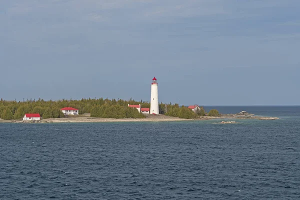 Colorful Cove Island Lighthouse Lake Huron Tobermary Ontario Canada — Stock Photo, Image