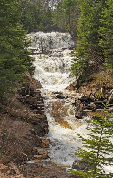 Dramatic Sable Falls Forest Pictured Rocks National Lakeshore Michigan — Stock Photo, Image